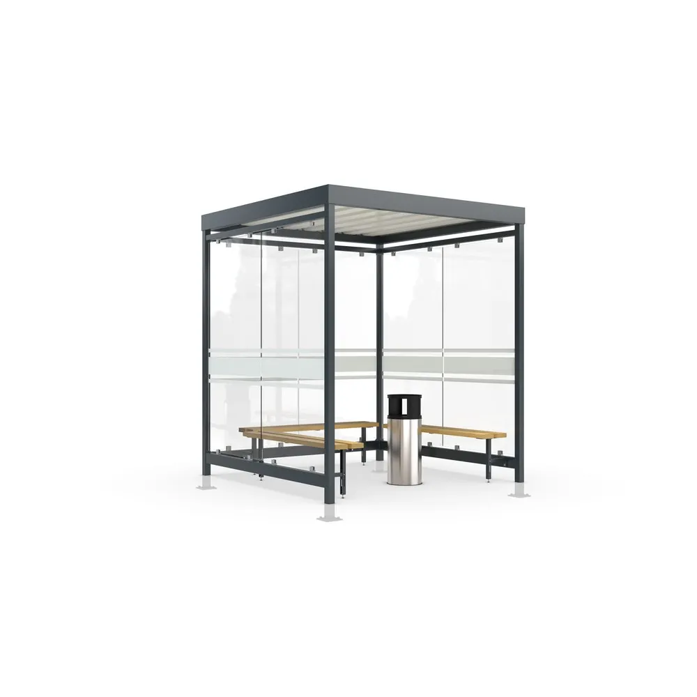 wsm® Raucherunterstand Köln, U-Form, inkl. Bank und Standascher, mit Überpflasterung