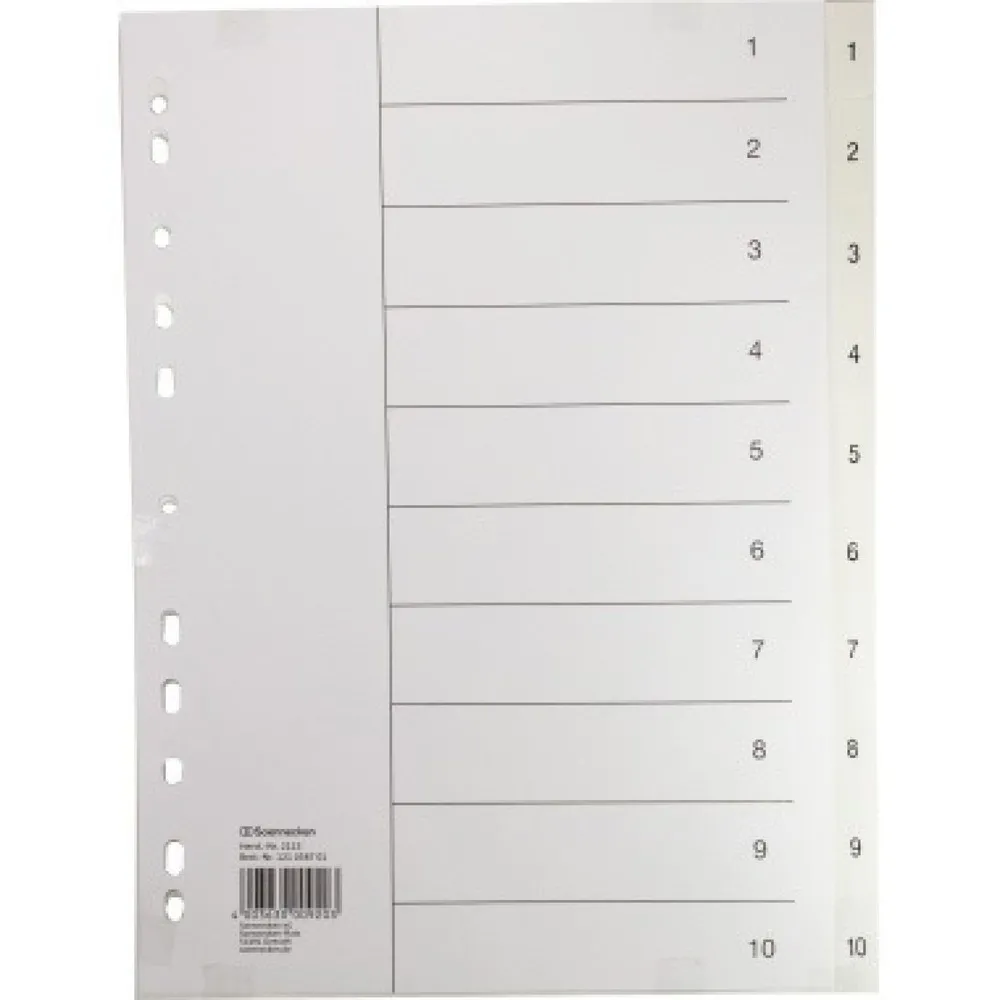 Soennecken Register 2115 DIN A4 1-10 volle Höhe PP weiß